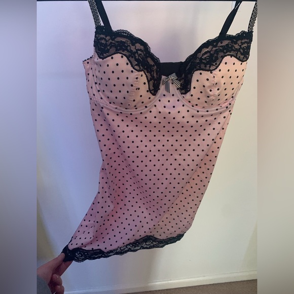Pink and Black Polka Dot Slip Lingerie - Picture 4 of 5